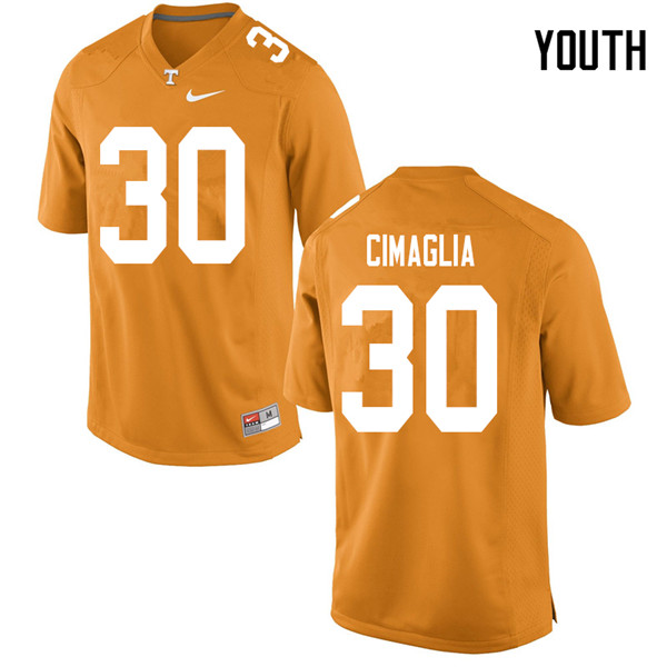 Youth #30 Brent Cimaglia Tennessee Volunteers College Football Jerseys Sale-Orange - Click Image to Close